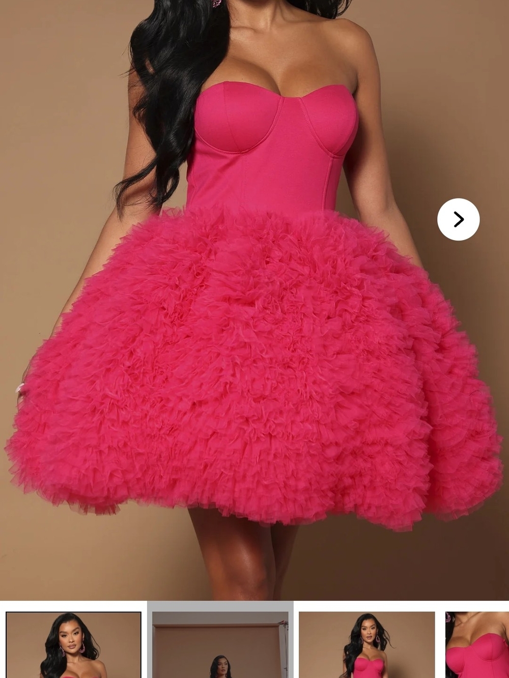 Fashion Nova Strapless Hot Pink Tulle Bustier Dress